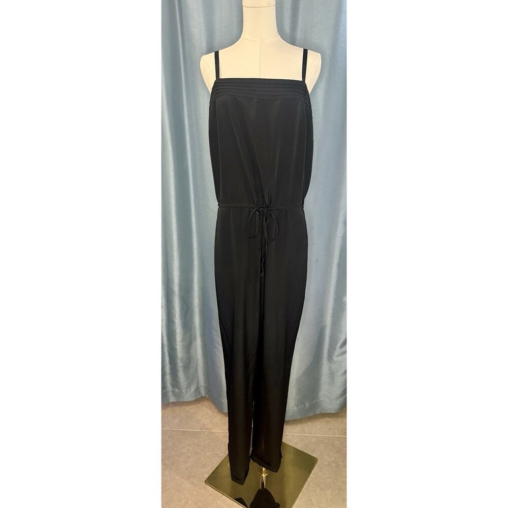 Ann Taylor Loft Spaghetti Strap Black Jumpsuit With Pockets Size L Dressy